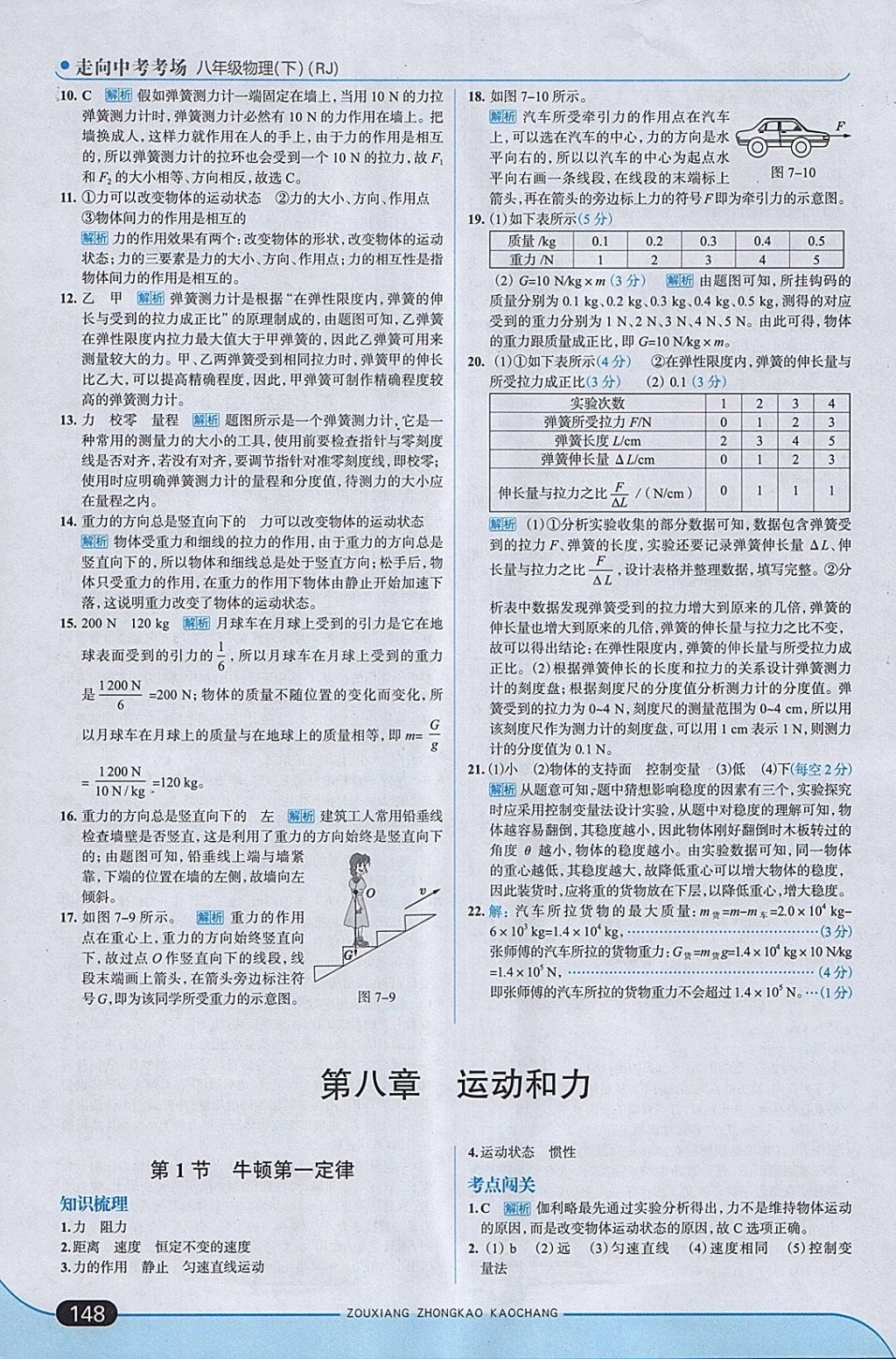 2018年走向中考考場八年級物理下冊人教版 參考答案第6頁