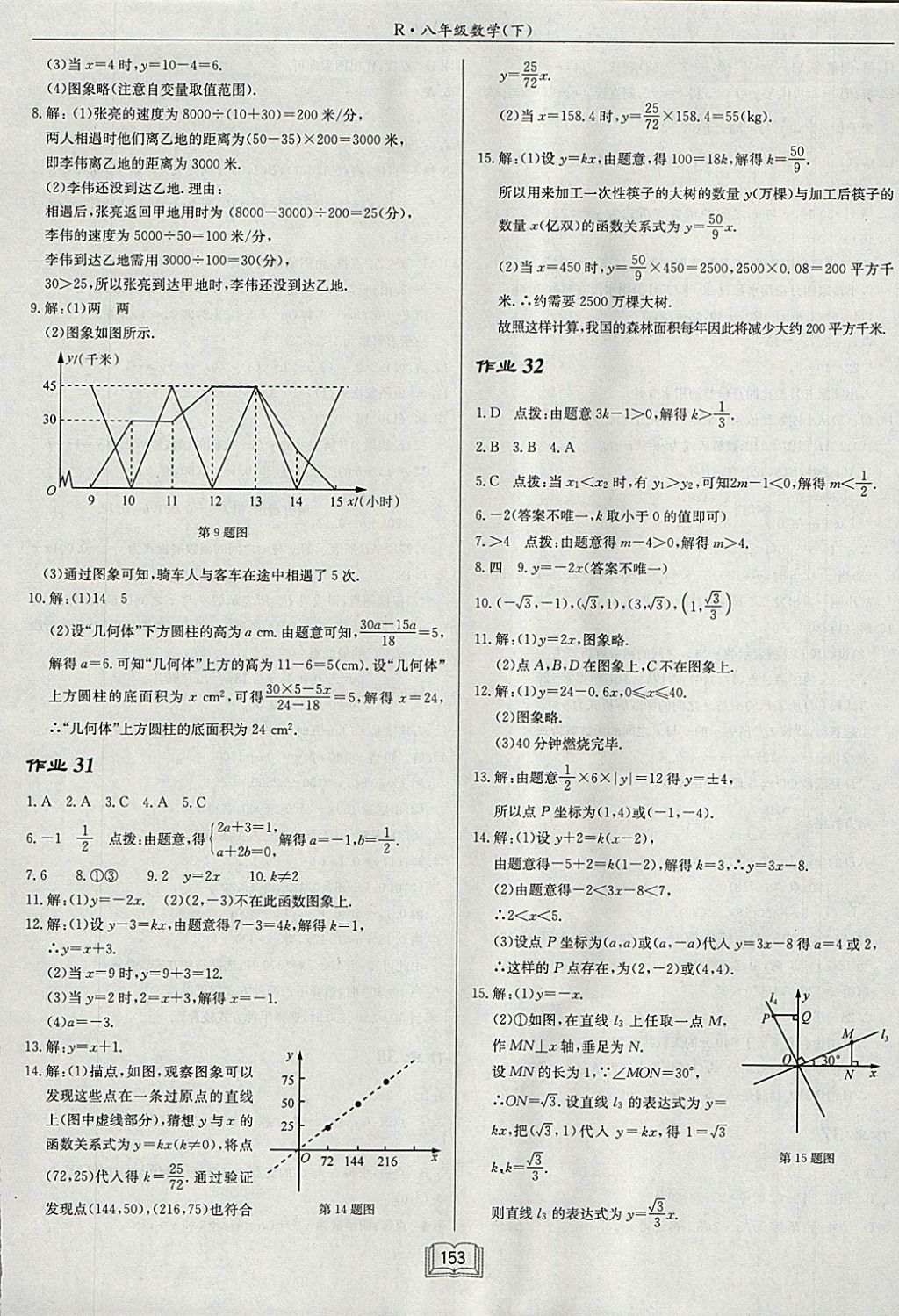 2018年启东中学作业本八年级数学下册人教版 参考答案第17页