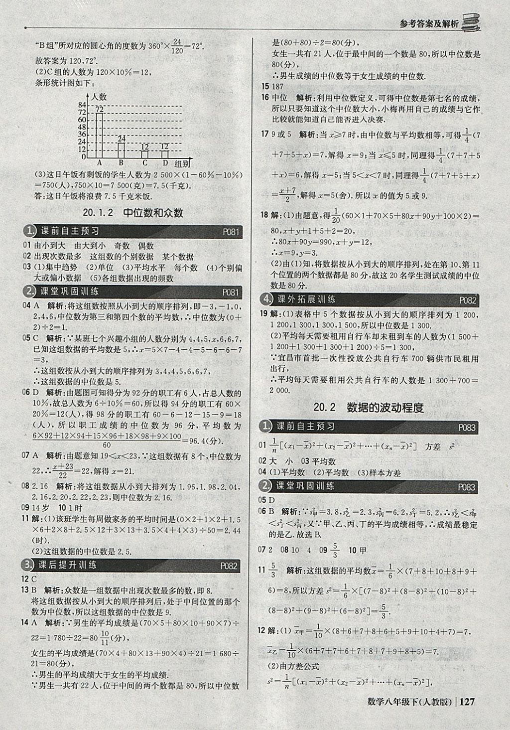 2018年1加1轻巧夺冠优化训练八年级数学下册人教版银版 参考答案第32页