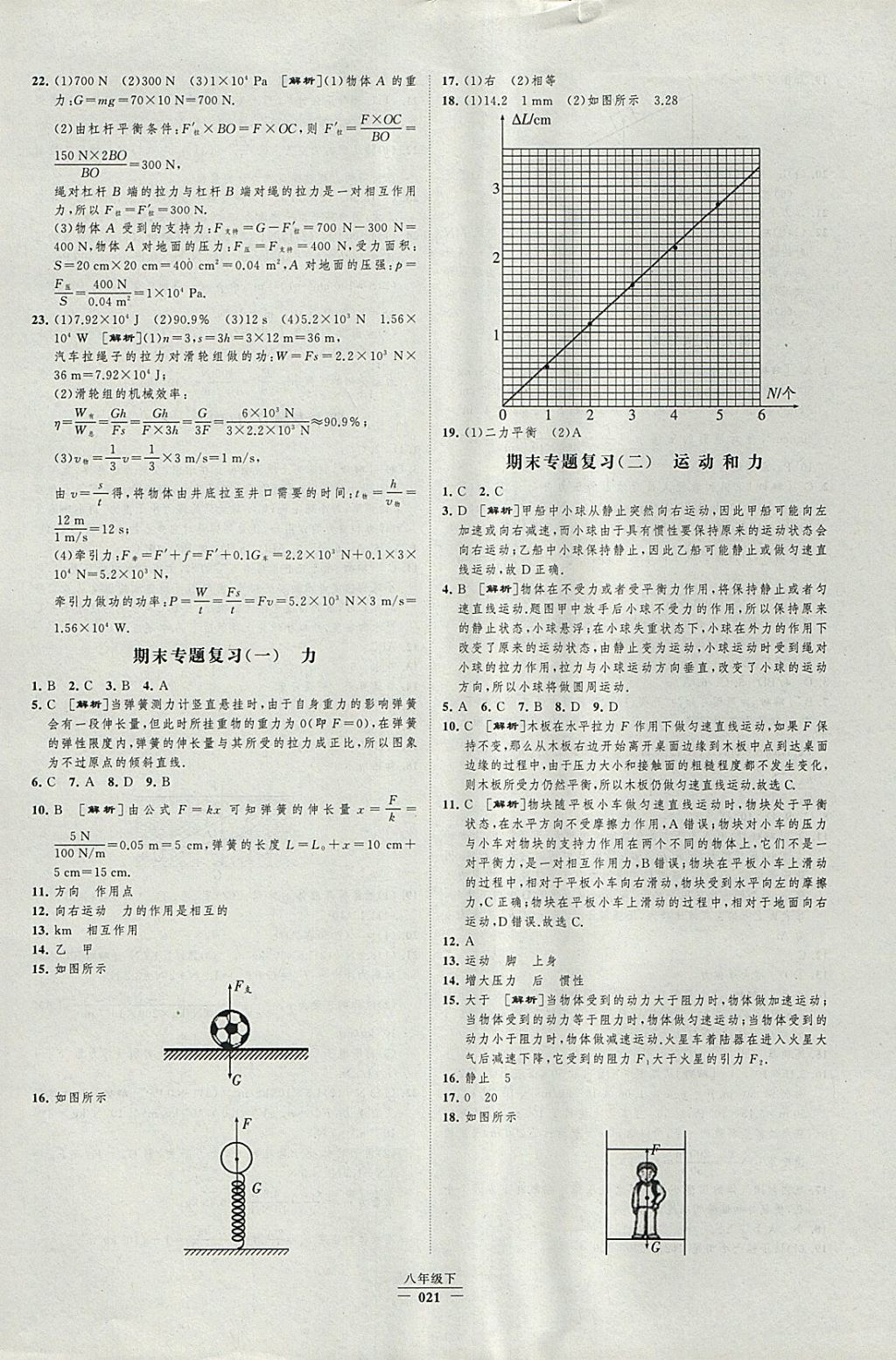 2018年經(jīng)綸學(xué)典新課時作業(yè)八年級物理下冊人教版 參考答案第21頁