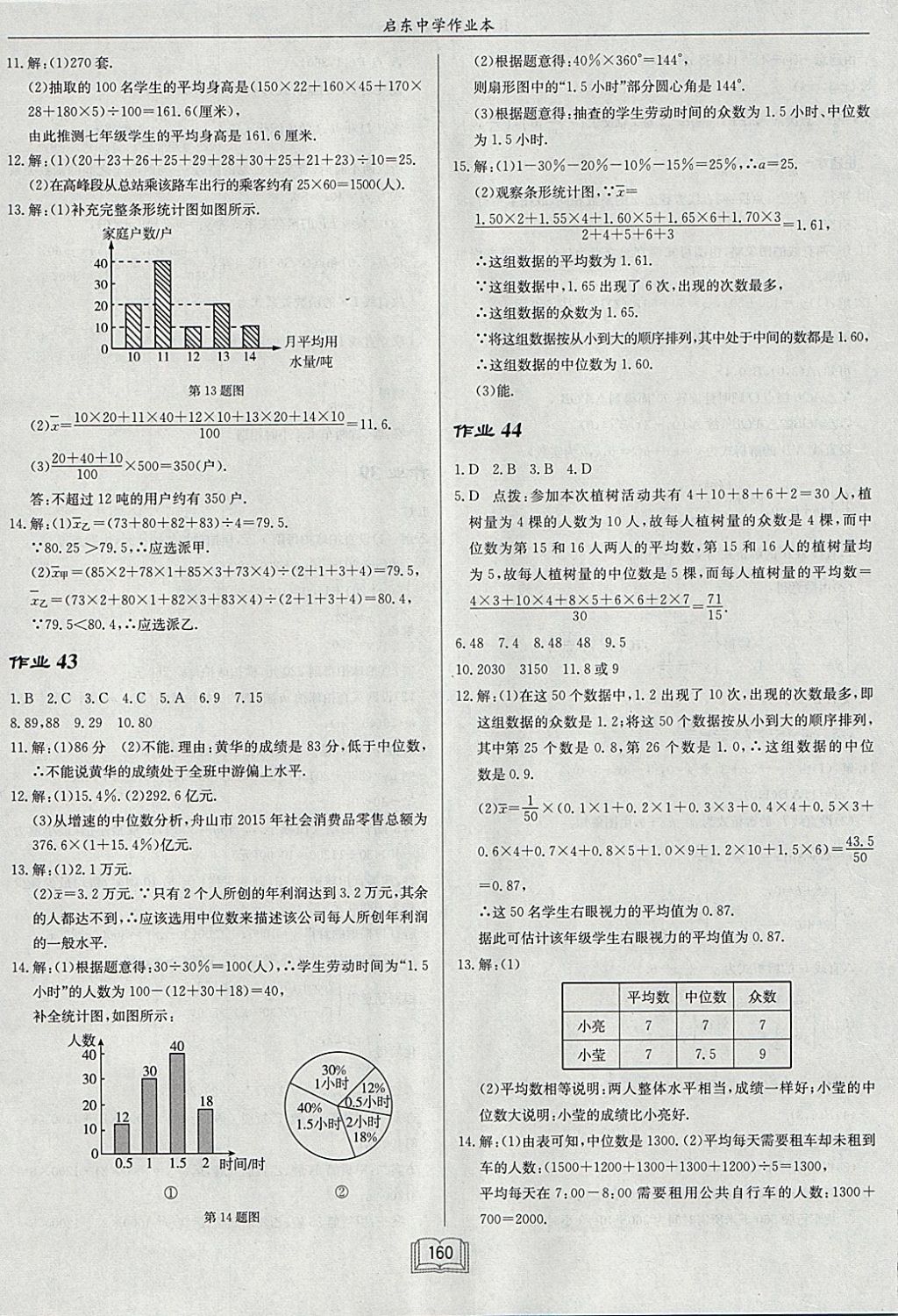 2018年启东中学作业本八年级数学下册人教版 参考答案第24页