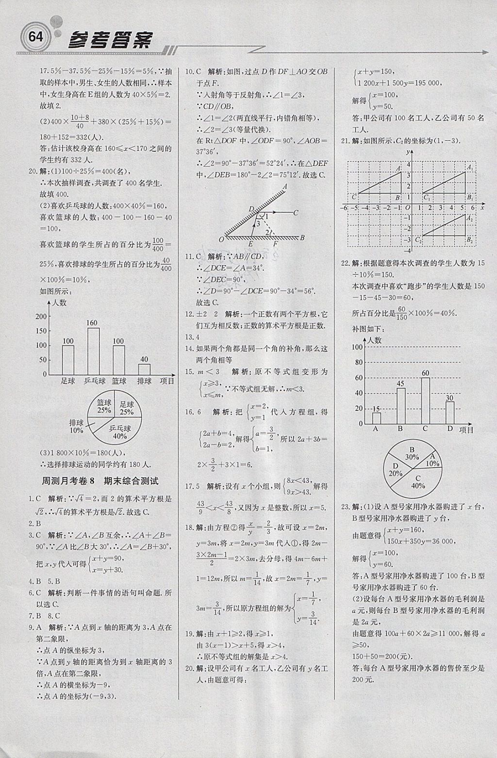 2018年輕巧奪冠周測月考直通中考七年級數(shù)學(xué)下冊人教版 參考答案第16頁