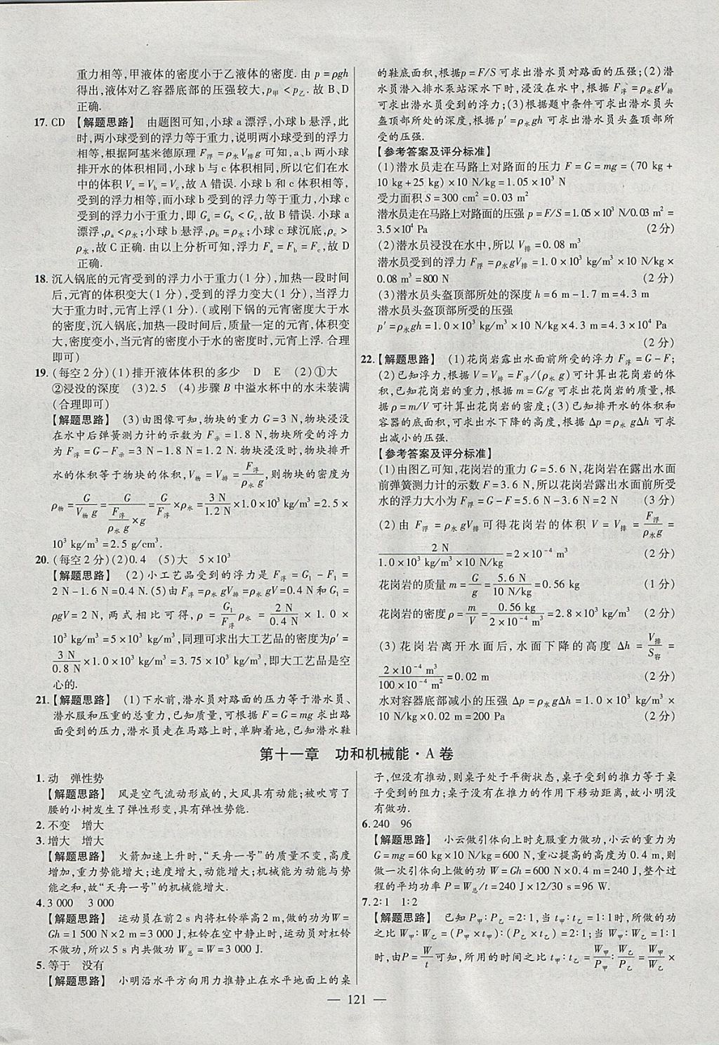 2018年金考卷活页题选八年级物理下册人教版 参考答案第13页