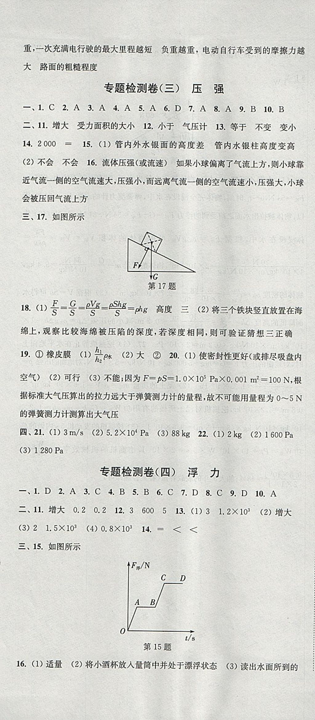 2018年通城學(xué)典活頁檢測八年級物理下冊人教版 參考答案第19頁