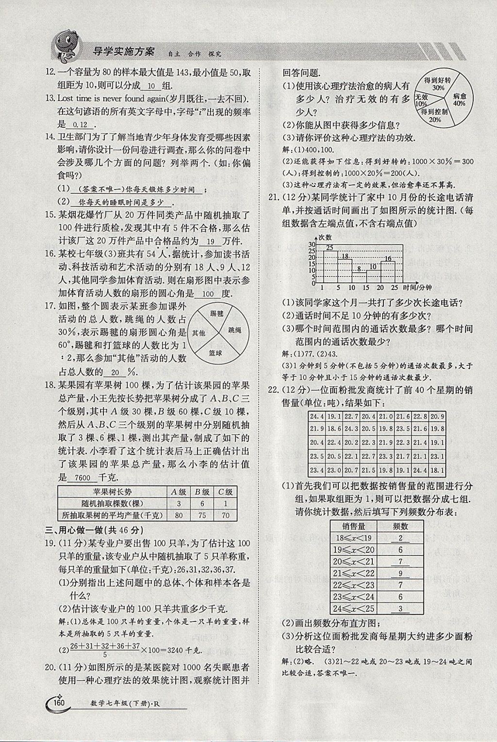 2018年金太陽導學案七年級數學下冊人教版 參考答案第12頁