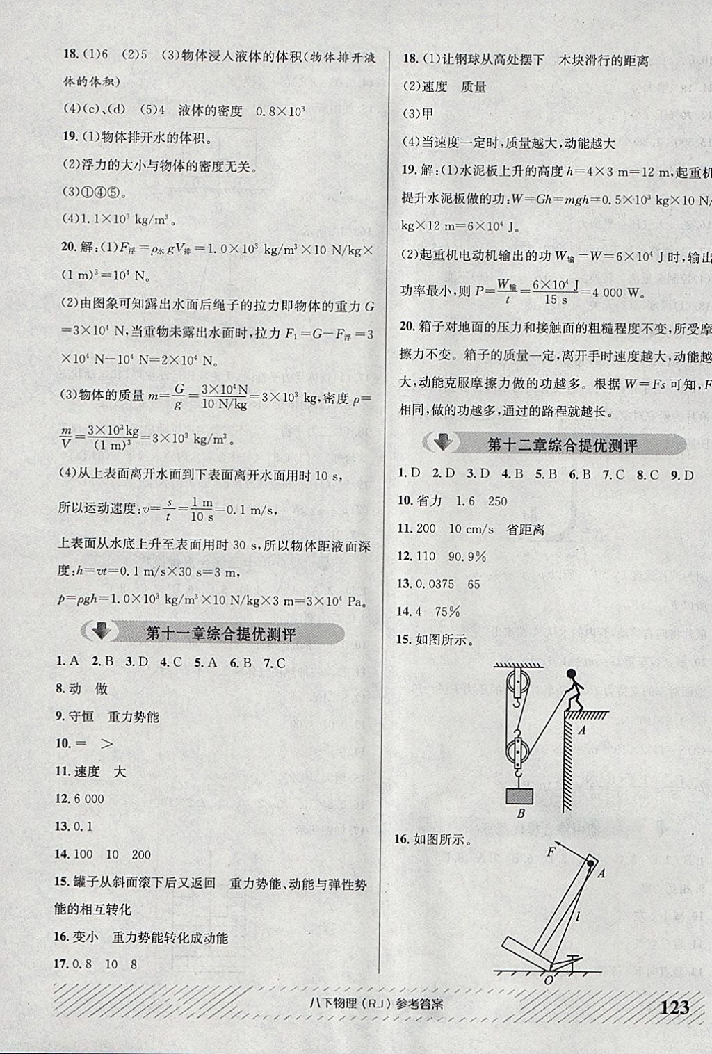 2018年原創(chuàng)講練測課優(yōu)新突破八年級(jí)物理下冊人教版 參考答案第15頁