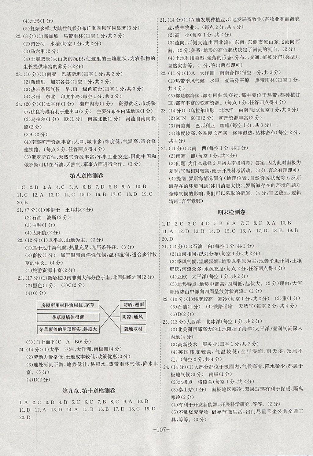 2018年課時A計劃七年級地理下冊人教版 參考答案第7頁