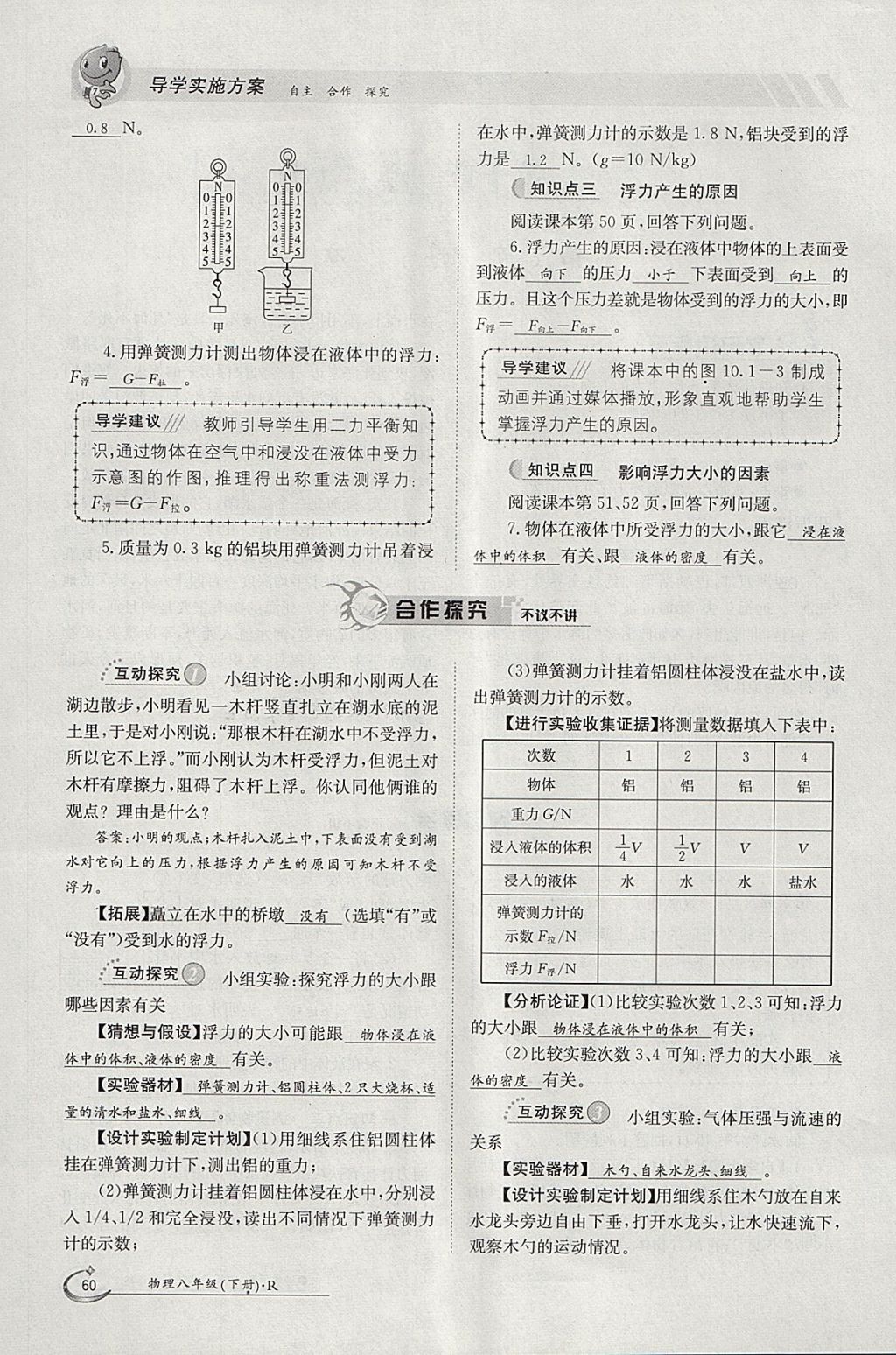 2018年金太陽導學案八年級物理下冊人教版 參考答案第97頁