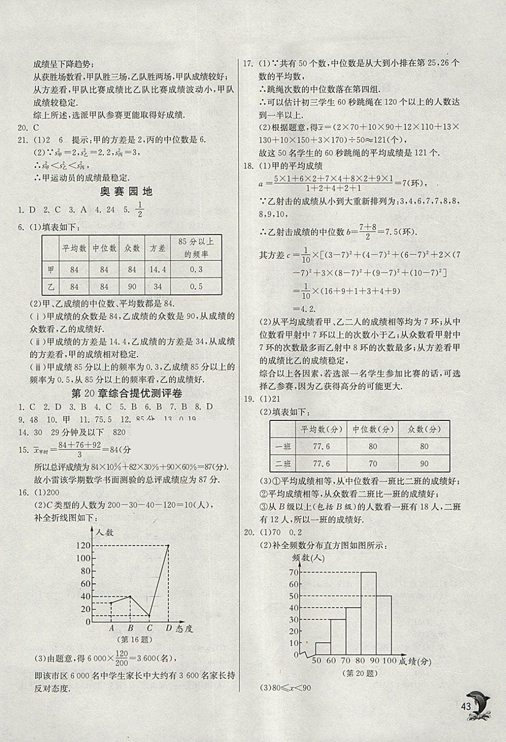 2018年實(shí)驗(yàn)班提優(yōu)訓(xùn)練八年級(jí)數(shù)學(xué)下冊(cè)滬科版 參考答案第43頁(yè)