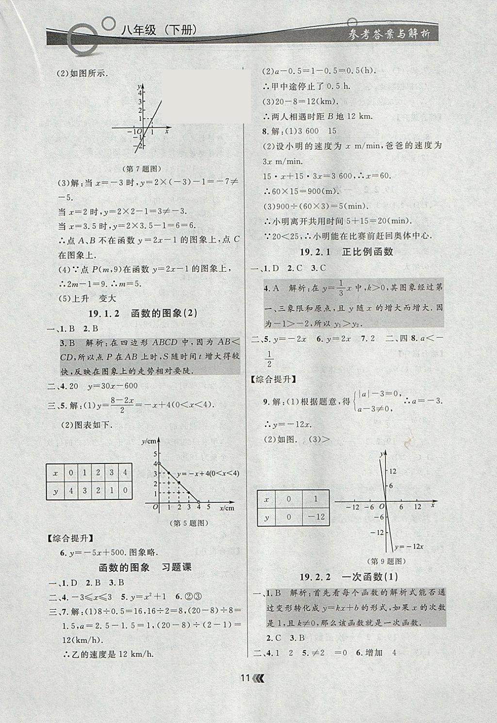 2018年點石成金金牌每課通八年級數(shù)學(xué)下冊人教版 參考答案第11頁