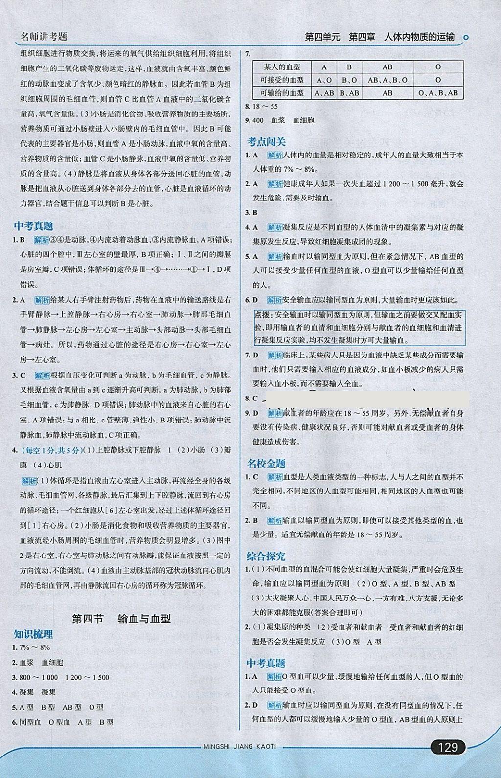 2018年走向中考考場七年級生物學下冊人教版 參考答案第11頁