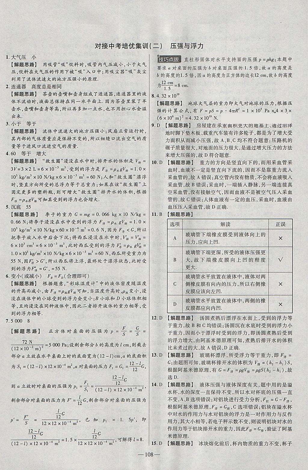 2018年金考卷活頁(yè)題選八年級(jí)物理下冊(cè)滬科版 參考答案第18頁(yè)