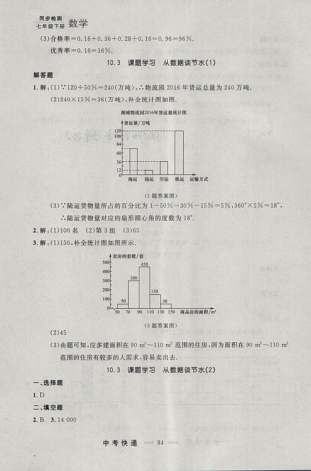 2018年中考快递同步检测七年级数学下册人教版大连专用 参考答案第20页