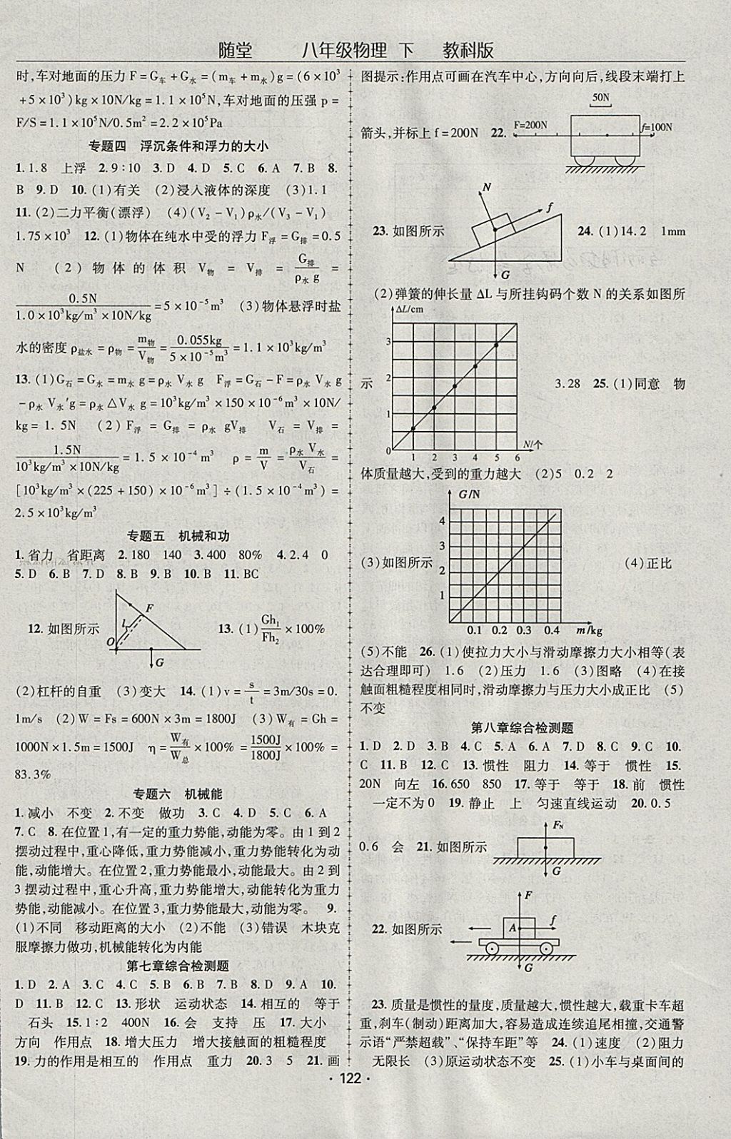 2018年随堂1加1导练八年级物理下册教科版 参考答案第6页