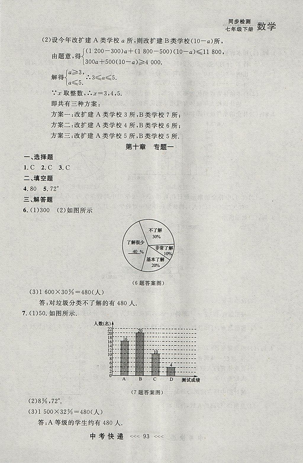 2018年中考快递同步检测七年级数学下册人教版大连专用 参考答案第29页