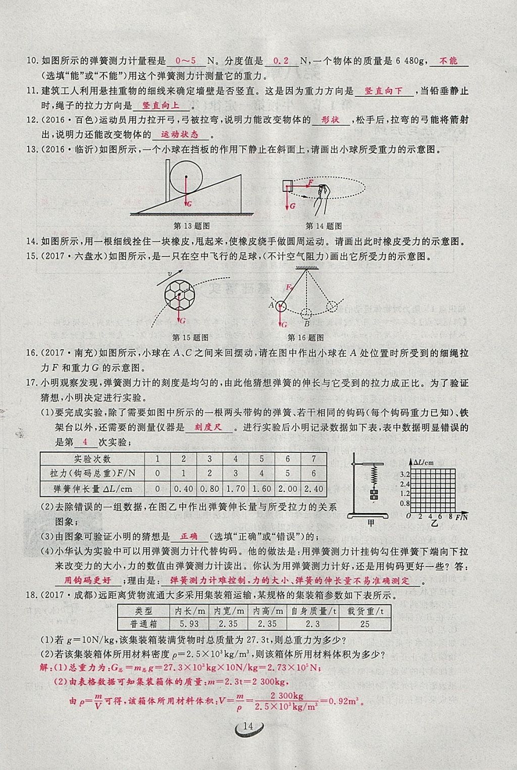 2018年思維新觀察八年級(jí)物理下冊(cè) 參考答案第14頁(yè)