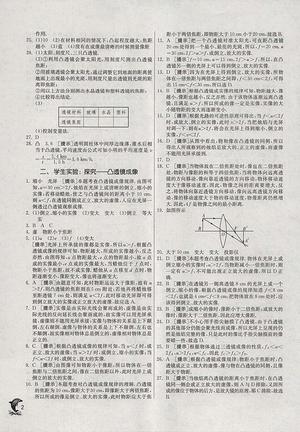 2018年實(shí)驗(yàn)班提優(yōu)訓(xùn)練八年級物理下冊北師大版 參考答案第2頁