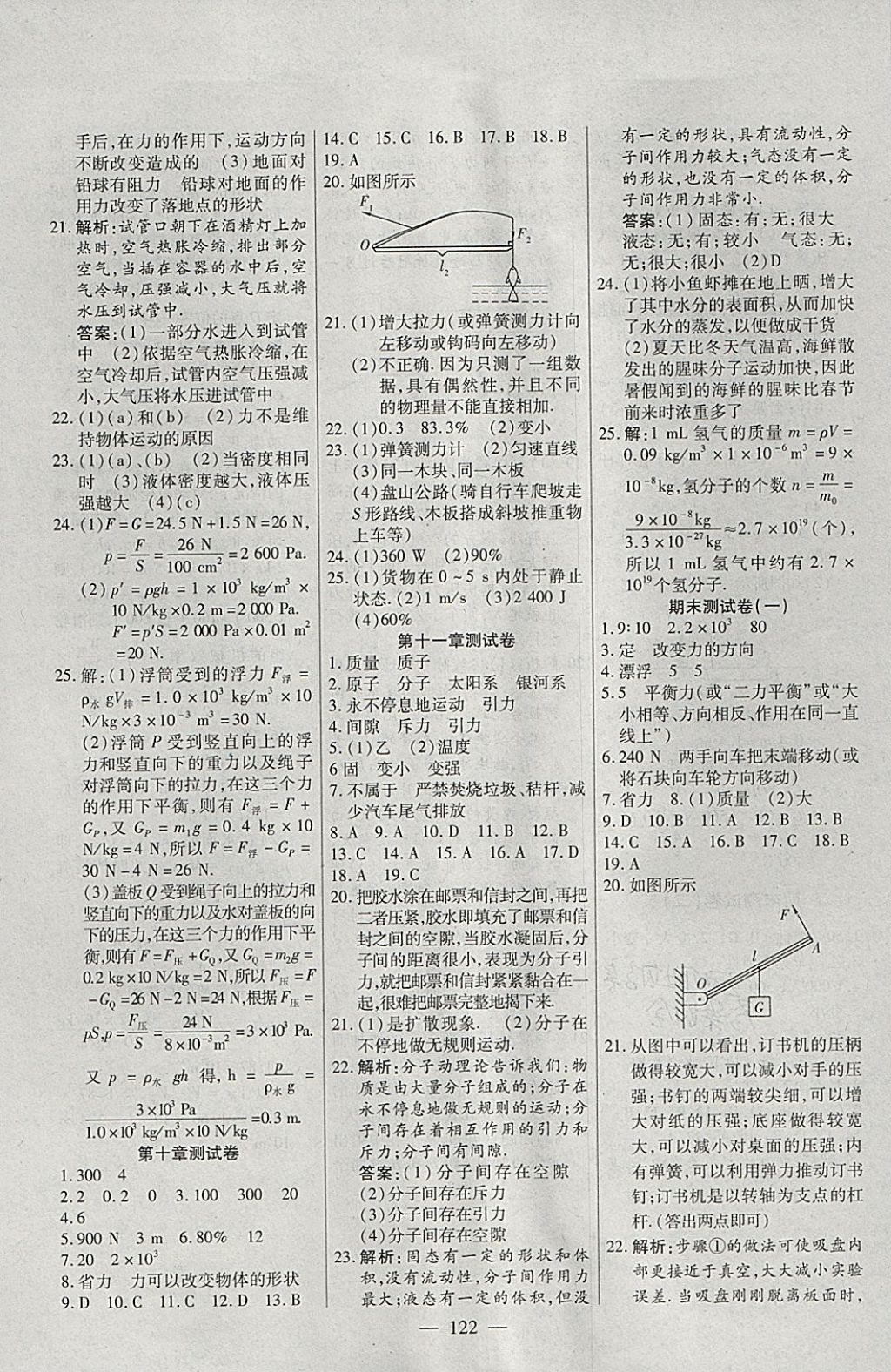 2018年自主訓(xùn)練八年級物理下冊滬科版 參考答案第14頁