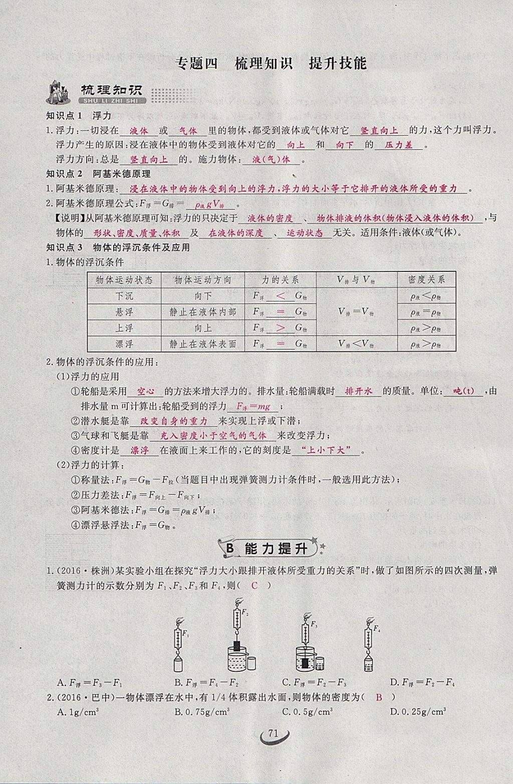 2018年思维新观察八年级物理下册 参考答案第123页