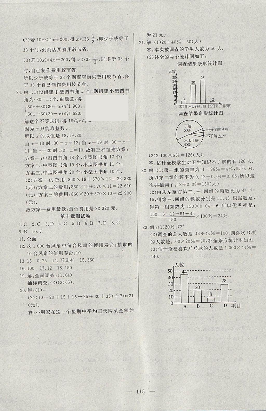 2018年自主训练七年级数学下册人教版 参考答案第23页