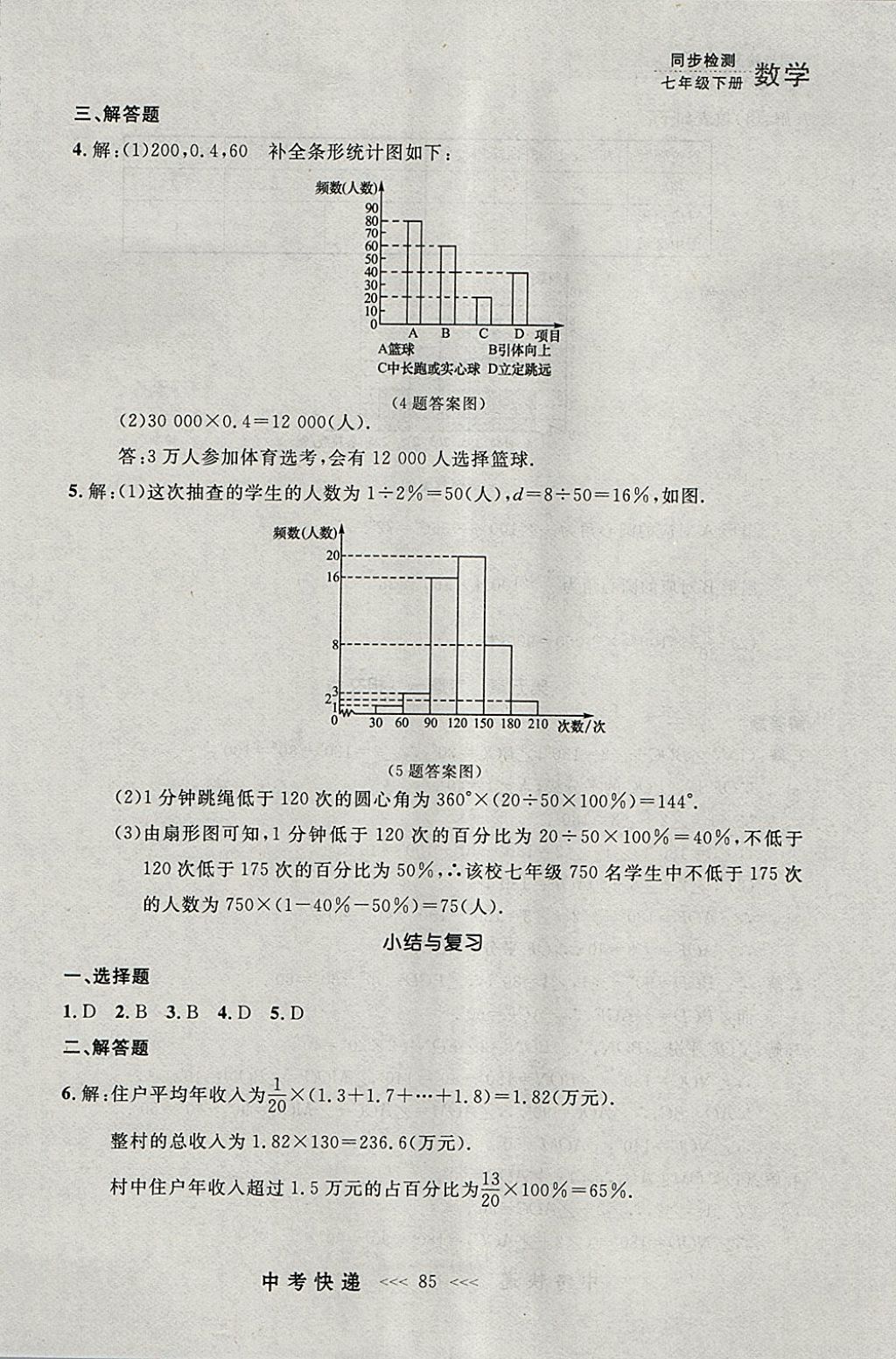 2018年中考快递同步检测七年级数学下册人教版大连专用 参考答案第21页