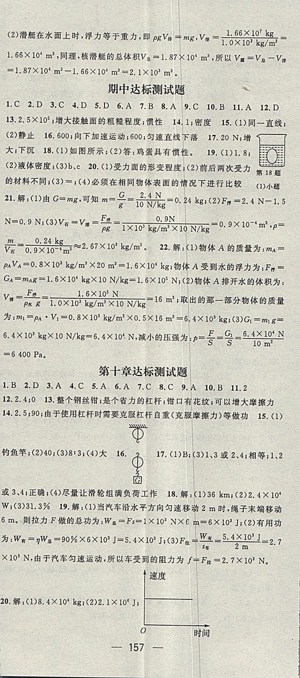 2018年名师测控八年级物理下册沪科版 参考答案第17页