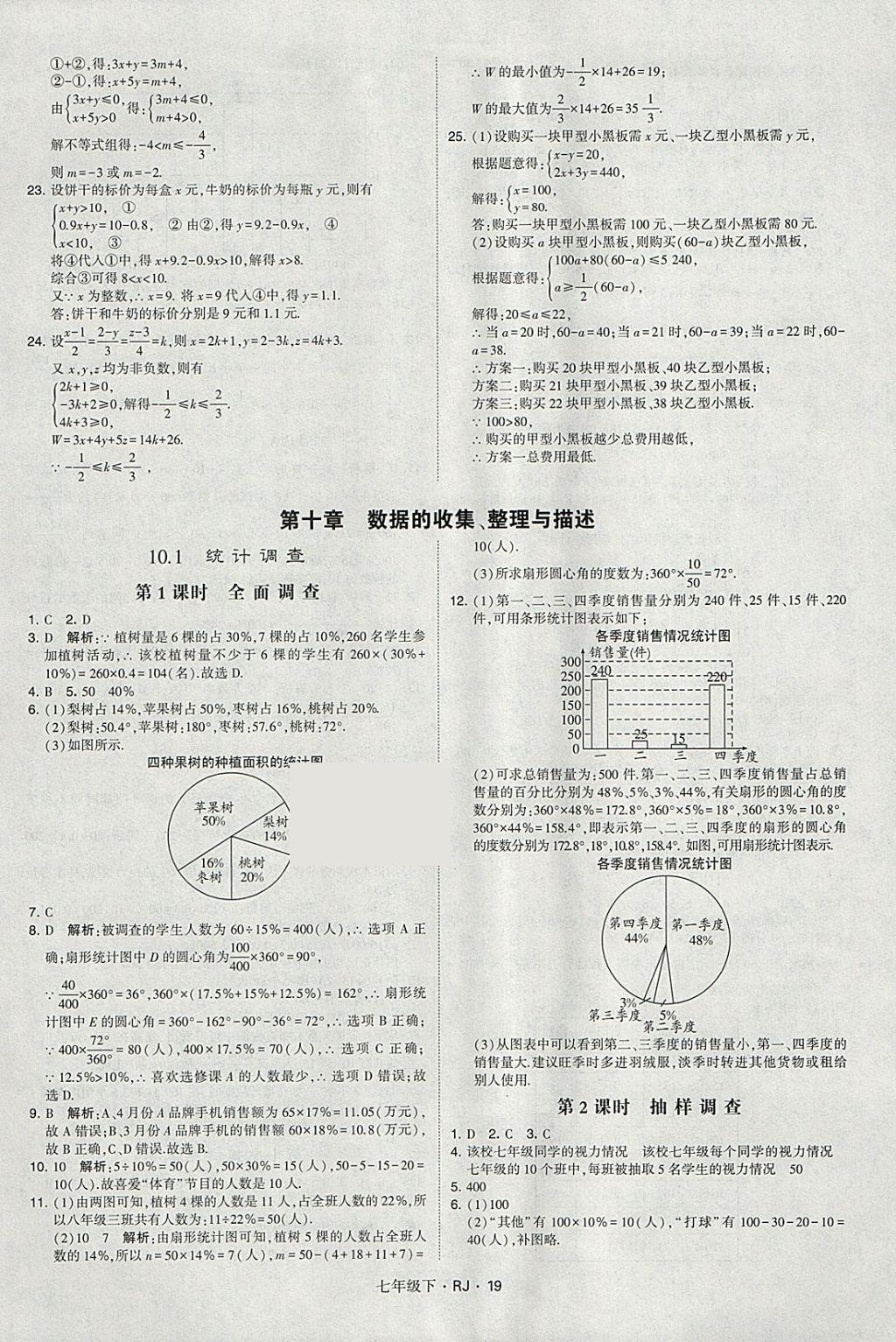 2018年經(jīng)綸學典學霸七年級數(shù)學下冊人教版 參考答案第19頁