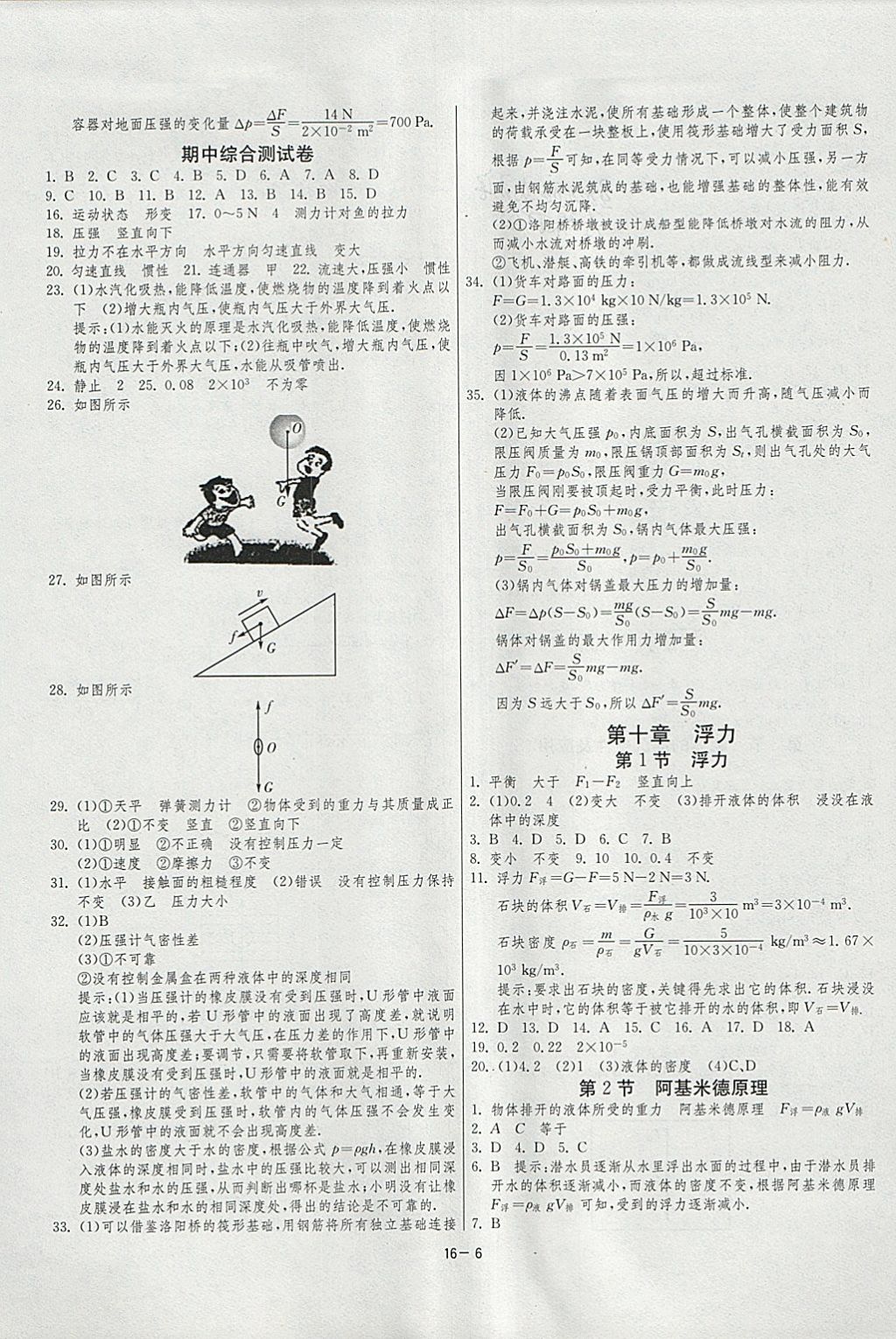 2018年1課3練單元達(dá)標(biāo)測(cè)試八年級(jí)物理下冊(cè)人教版 參考答案第6頁(yè)