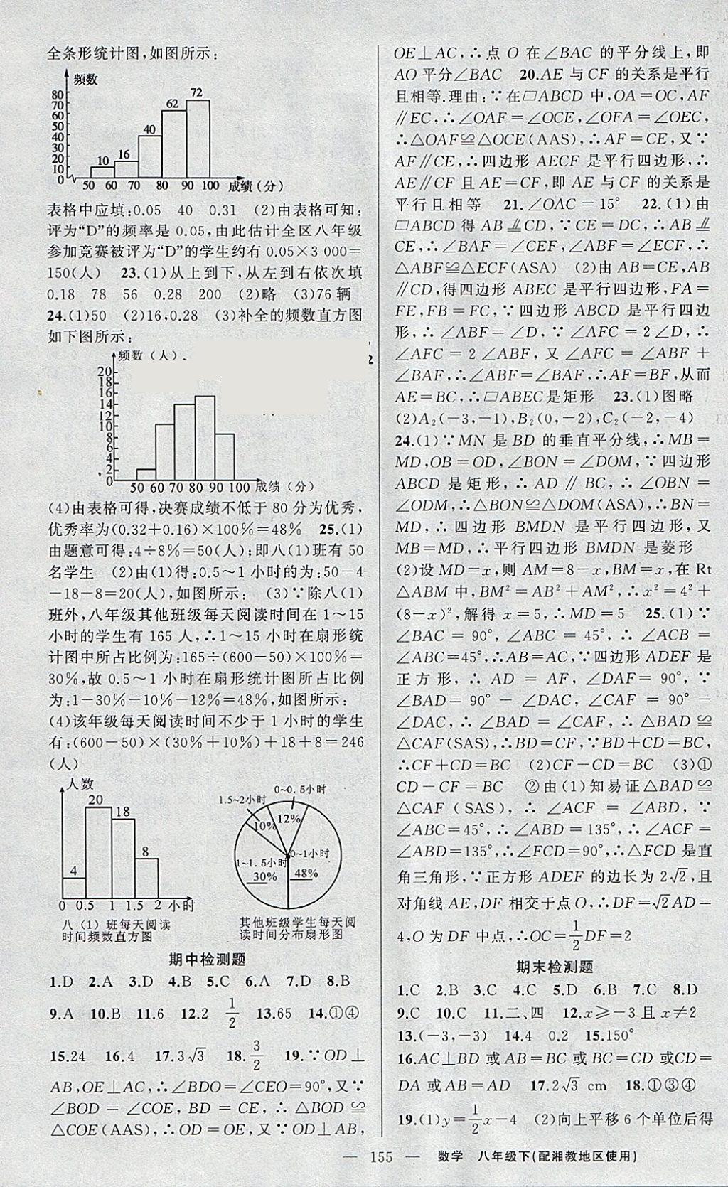 2018年原創(chuàng)新課堂八年級數(shù)學(xué)下冊湘教版 參考答案第19頁