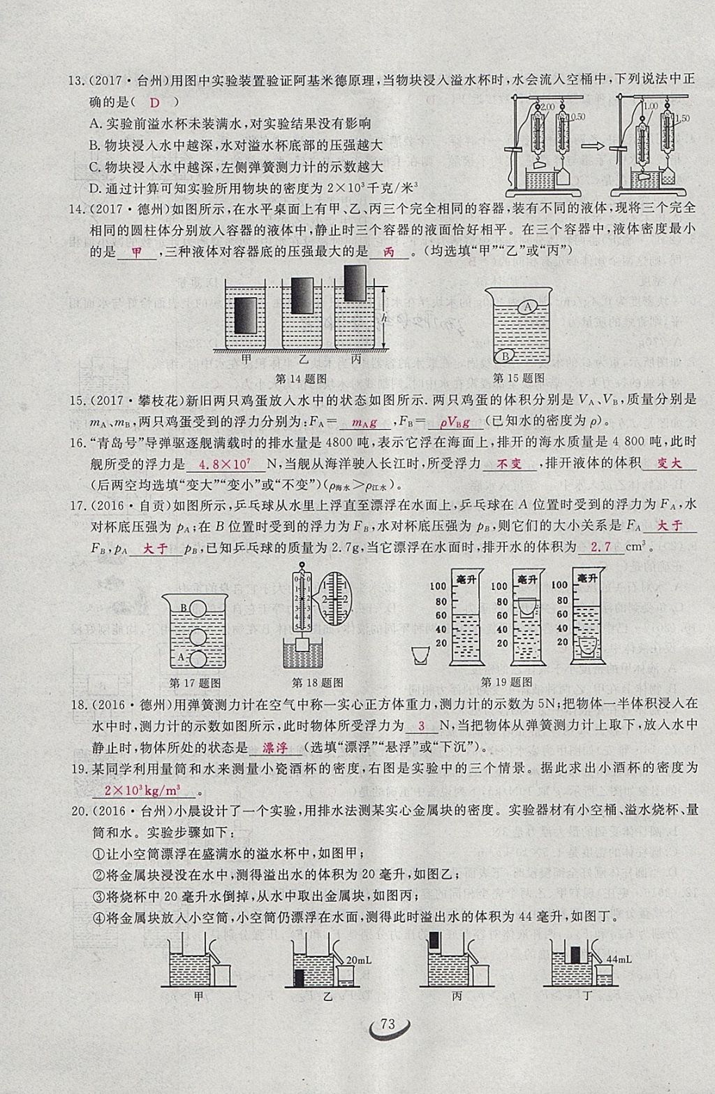 2018年思维新观察八年级物理下册 参考答案第125页