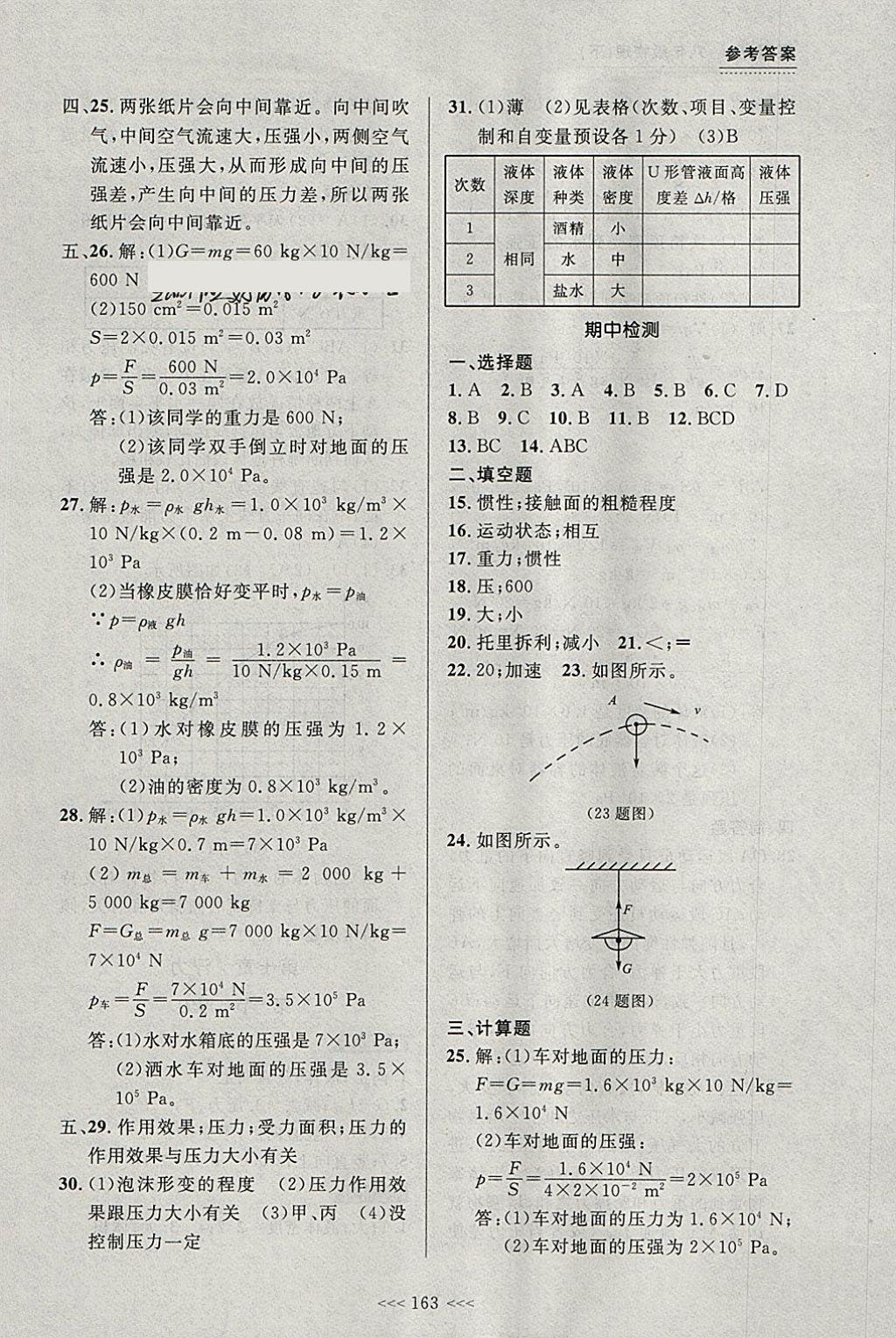 2018年中考快遞課課幫八年級(jí)物理下冊(cè)大連專用 參考答案第7頁