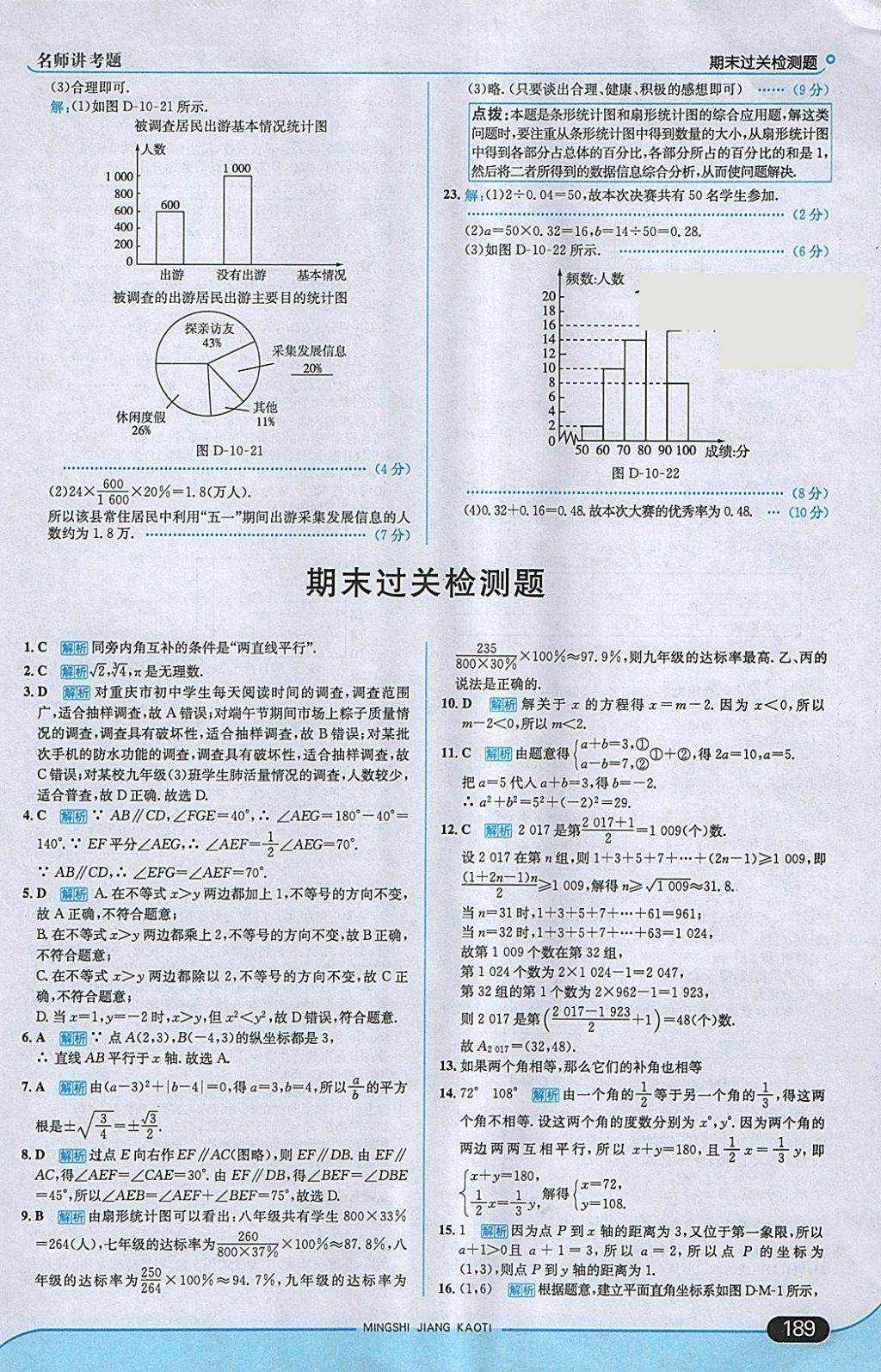 2018年走向中考考場七年級數(shù)學(xué)下冊人教版 參考答案第39頁