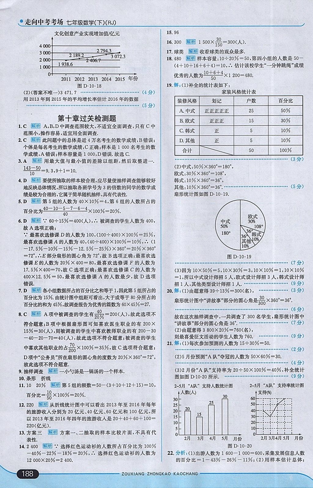 2018年走向中考考場七年級數學下冊人教版 參考答案第38頁