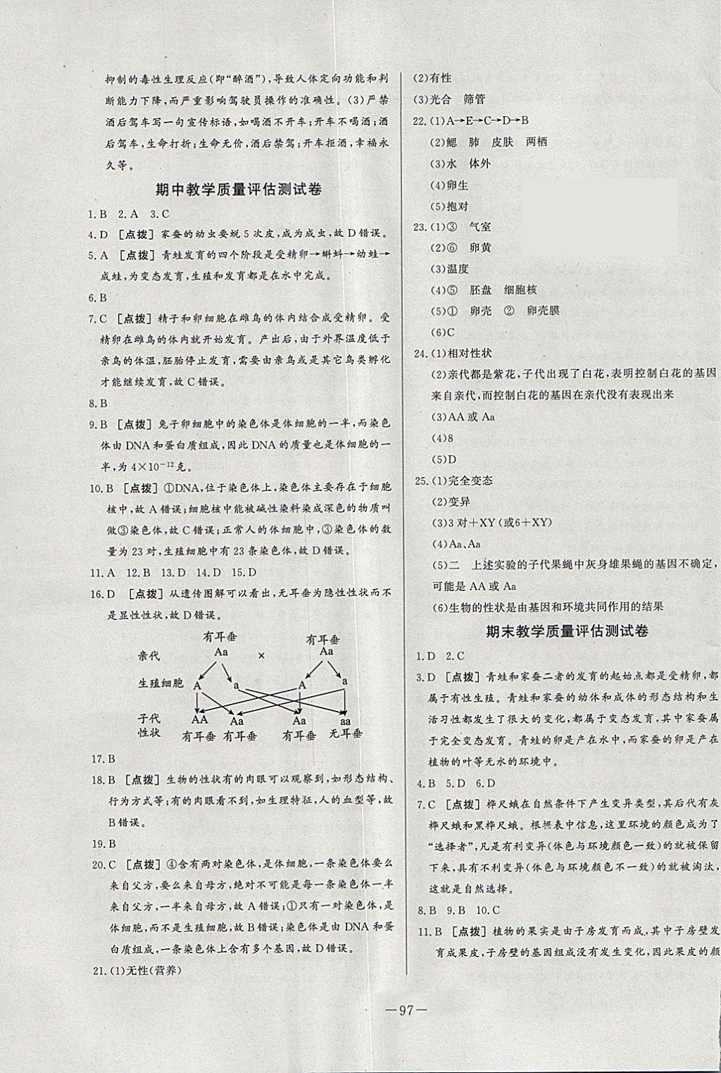 2018年A加優(yōu)化作業(yè)本八年級生物下冊人教版 參考答案第15頁