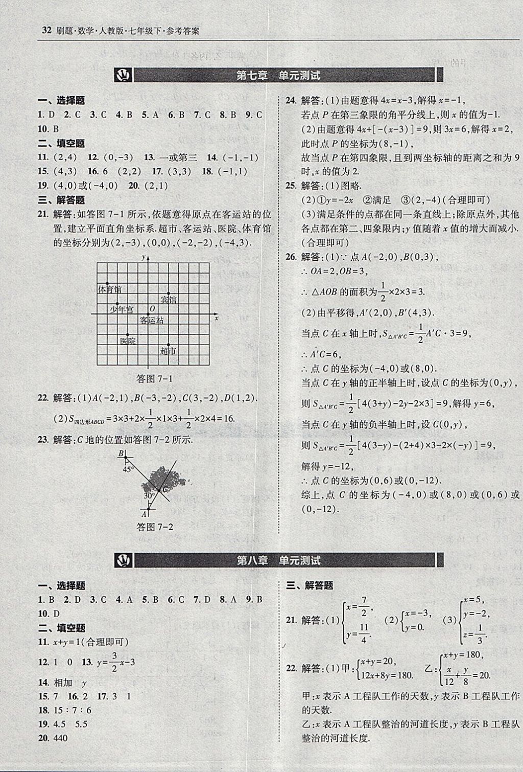 2018年北大綠卡刷題七年級數(shù)學(xué)下冊人教版 參考答案第31頁