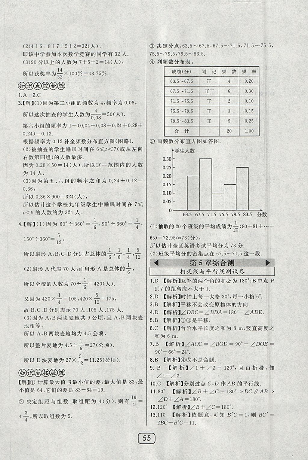 2018年北大绿卡七年级数学下册人教版 参考答案第28页