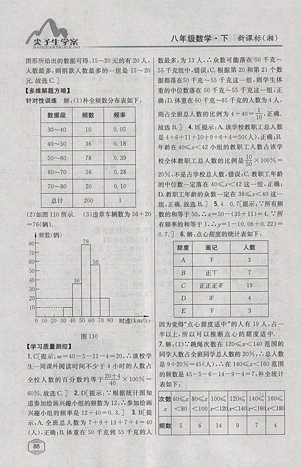 2018年尖子生學(xué)案八年級數(shù)學(xué)下冊湘教版 參考答案第52頁