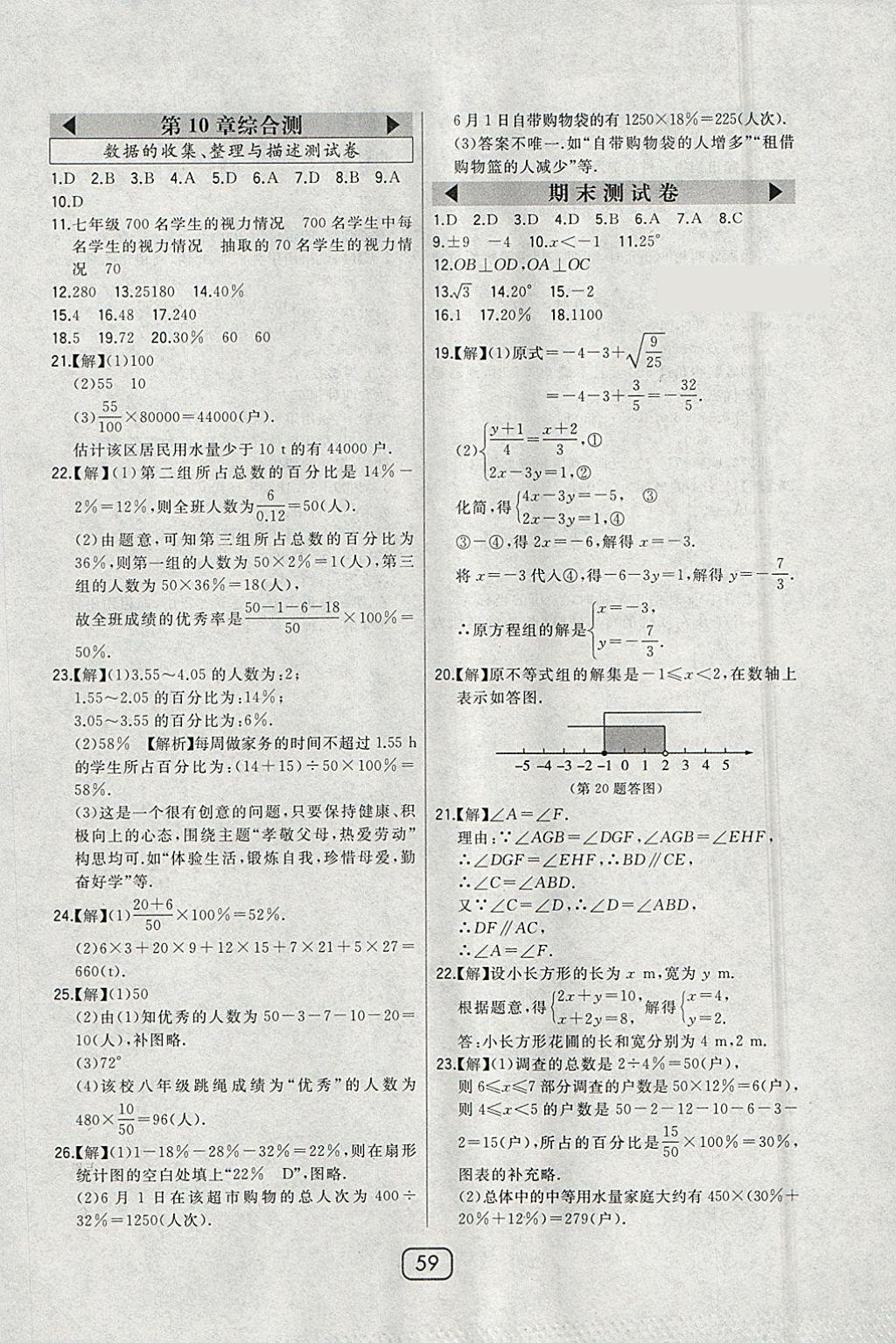 2018年北大绿卡七年级数学下册人教版 参考答案第32页