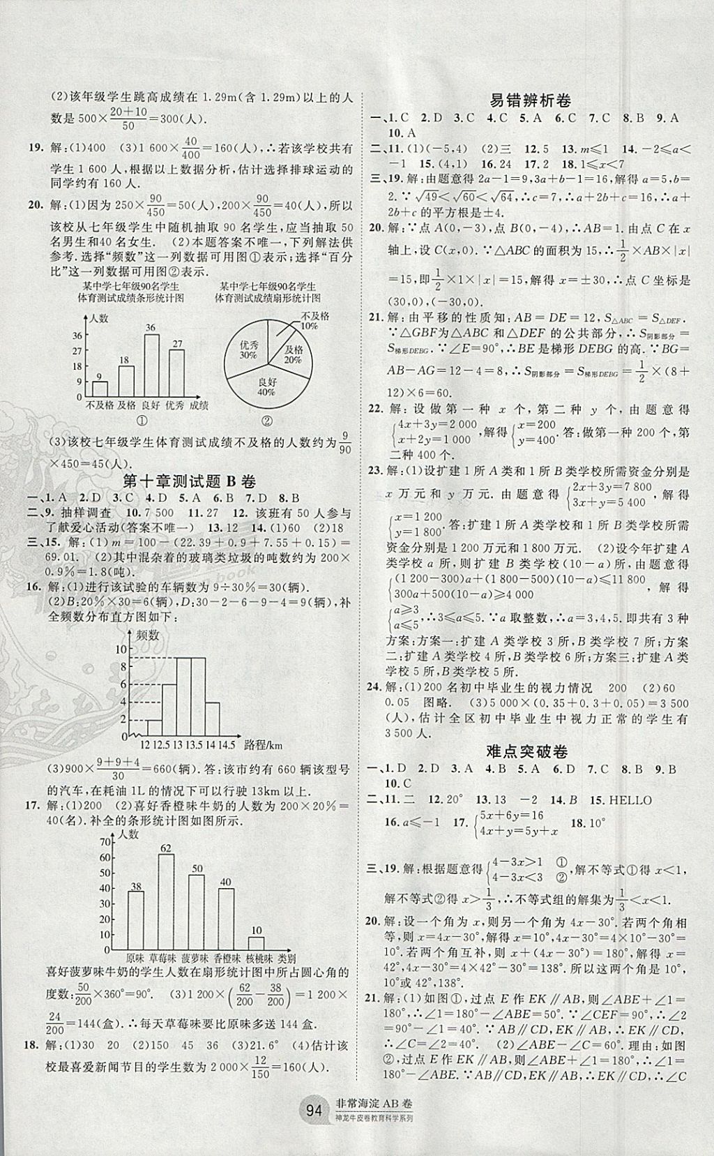 2018年海淀單元測(cè)試AB卷七年級(jí)數(shù)學(xué)下冊(cè)人教版 參考答案第6頁