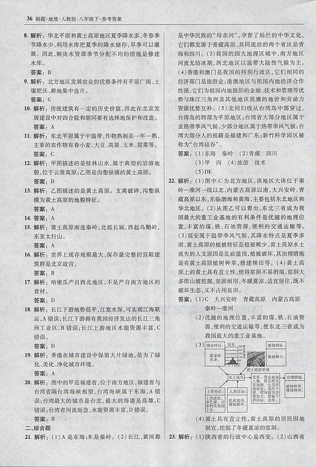 2018年北大绿卡刷题八年级地理下册人教版 参考答案第35页