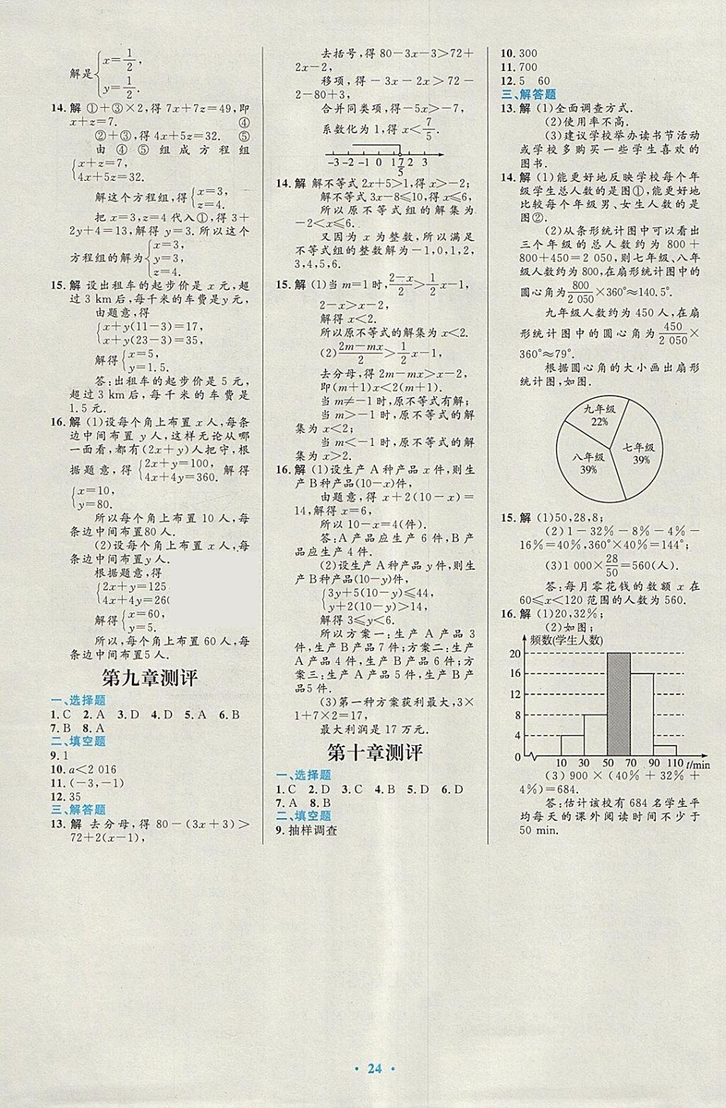 2018年初中同步測控優(yōu)化設(shè)計(jì)七年級數(shù)學(xué)下冊人教版福建專版 參考答案第10頁