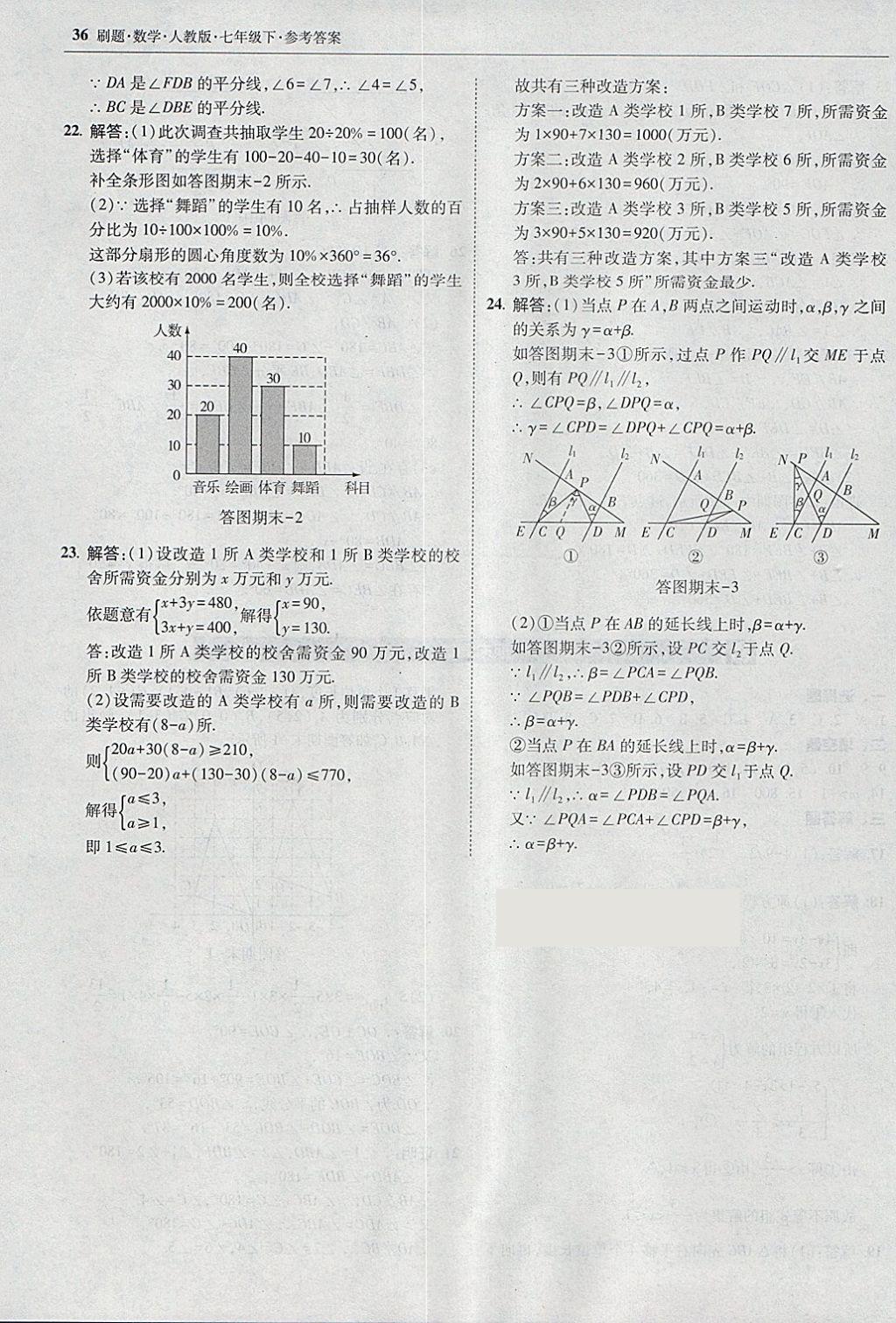 2018年北大绿卡刷题七年级数学下册人教版 参考答案第35页