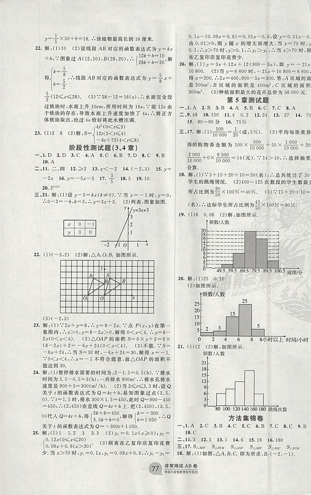 2018年海淀單元測試AB卷八年級數(shù)學(xué)下冊湘教版 參考答案第5頁