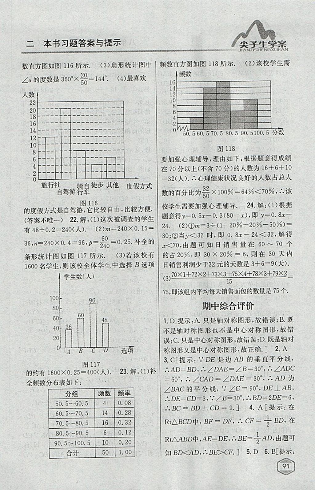 2018年尖子生學(xué)案八年級(jí)數(shù)學(xué)下冊(cè)湘教版 參考答案第55頁