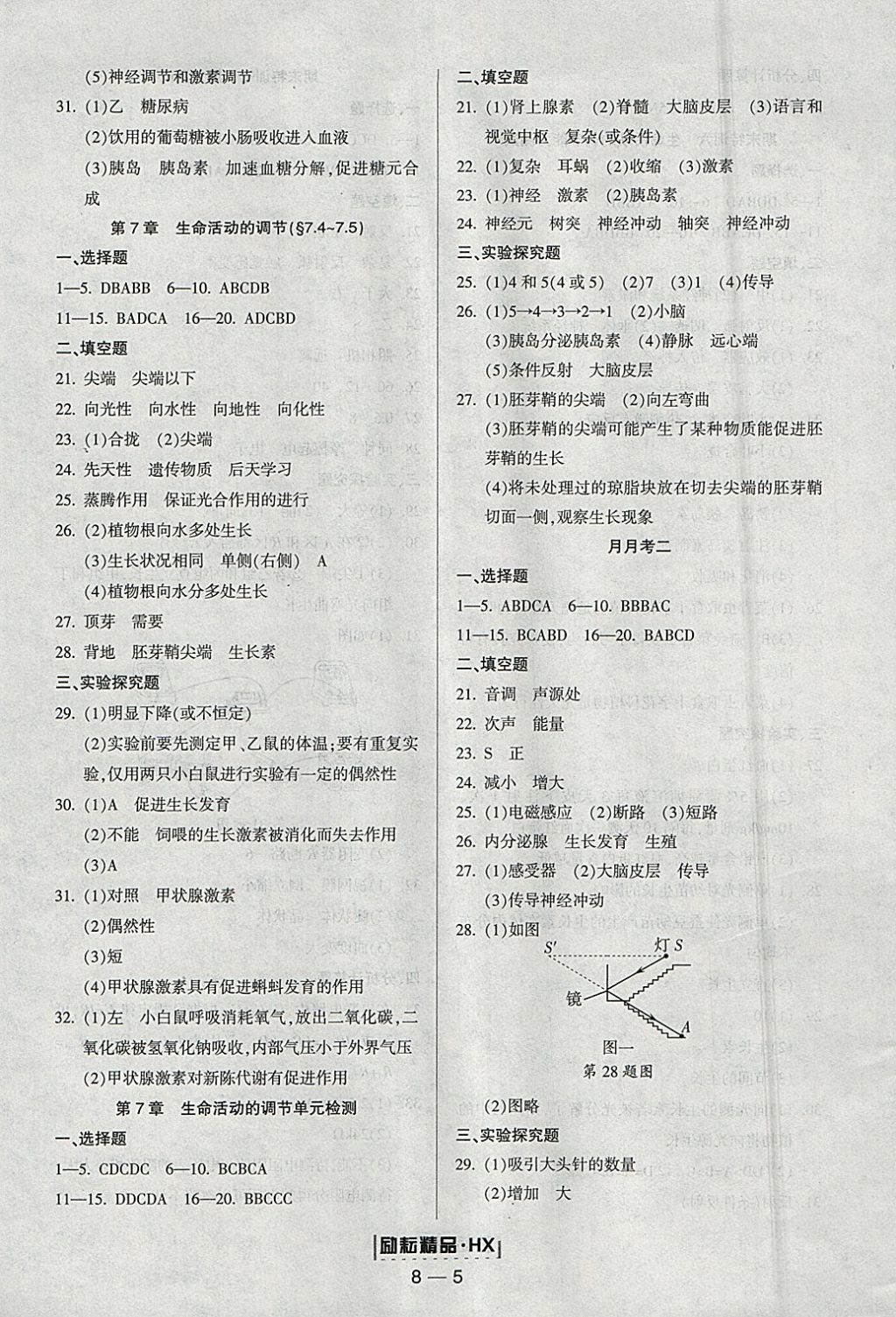 2018年勵(lì)耘書業(yè)勵(lì)耘活頁周周練八年級(jí)科學(xué)下冊華師大版 參考答案第5頁