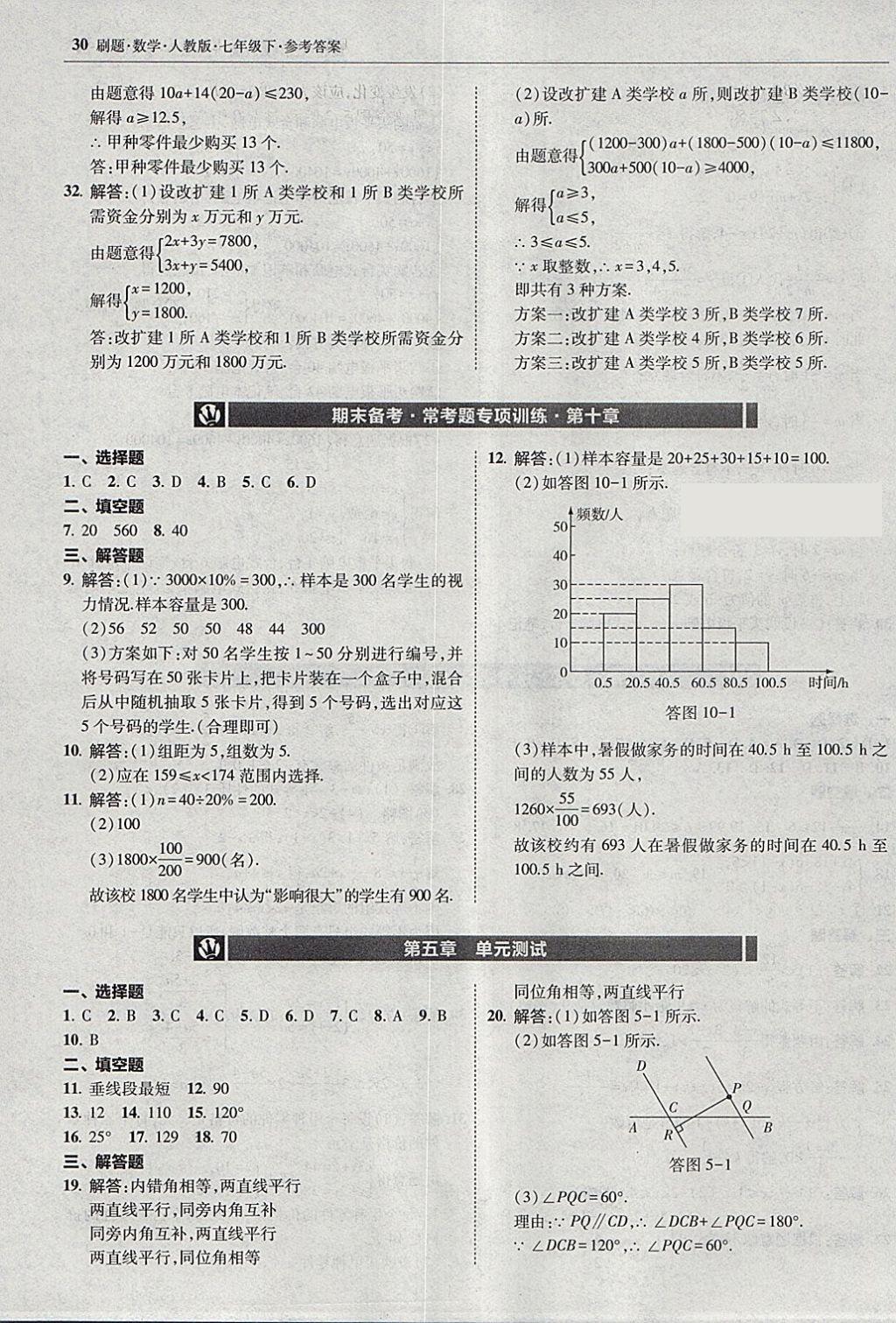 2018年北大绿卡刷题七年级数学下册人教版 参考答案第29页