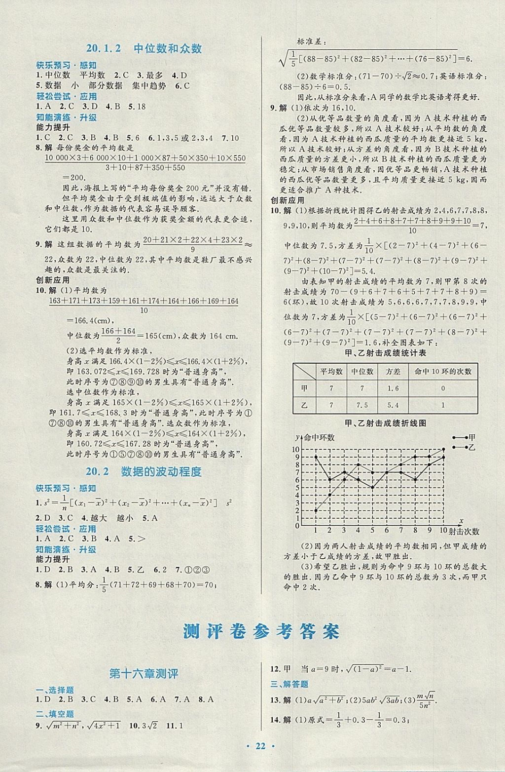 2018年初中同步測(cè)控優(yōu)化設(shè)計(jì)八年級(jí)數(shù)學(xué)下冊(cè)人教版福建專版 參考答案第12頁