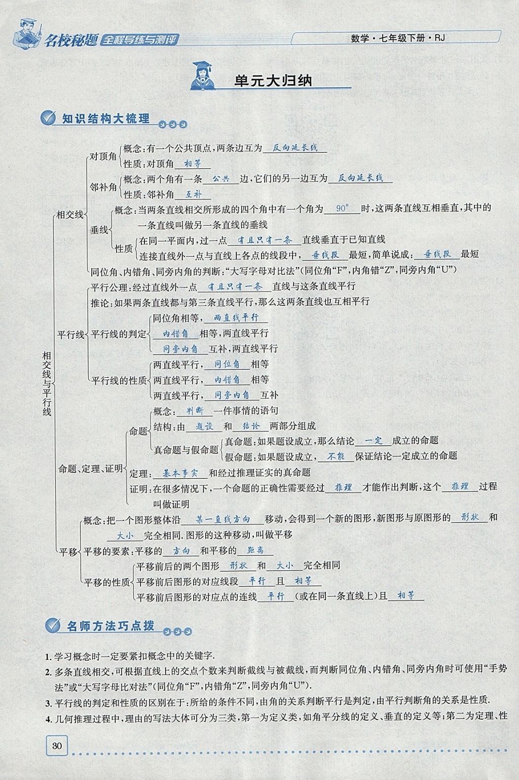 2018年名校秘題全程導(dǎo)練七年級(jí)數(shù)學(xué)下冊(cè)人教版 參考答案第71頁(yè)