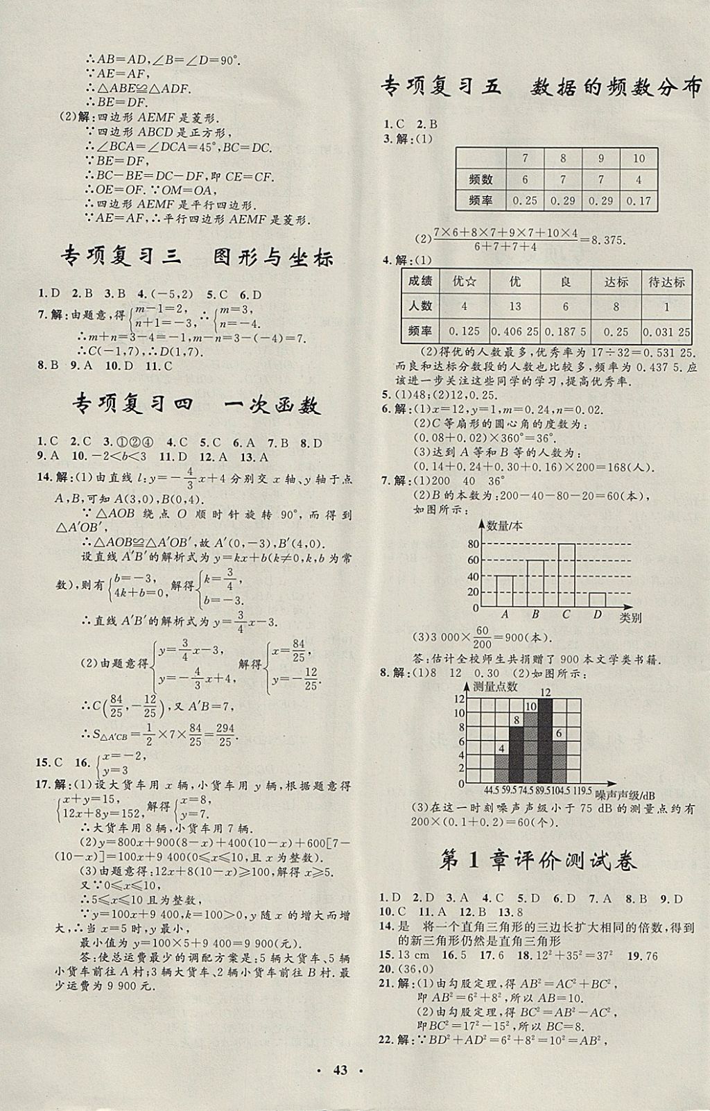 2018年非常1加1完全题练八年级数学下册湘教版 参考答案第15页