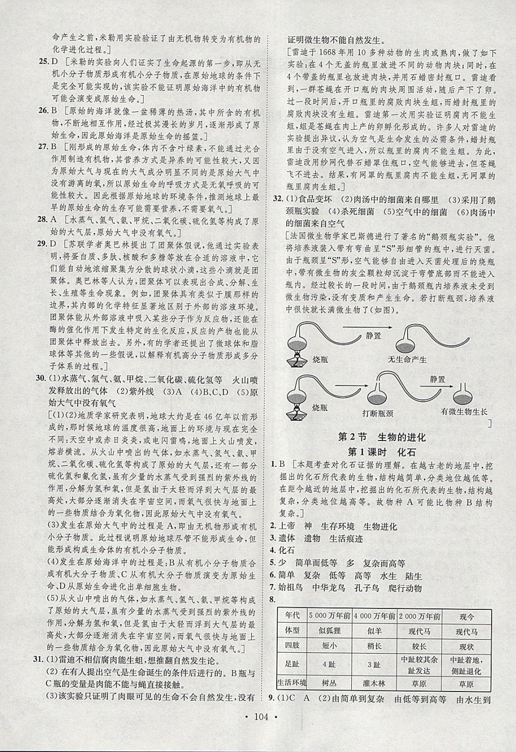 2018年思路教练同步课时作业八年级生物下册北师大版 参考答案第2页